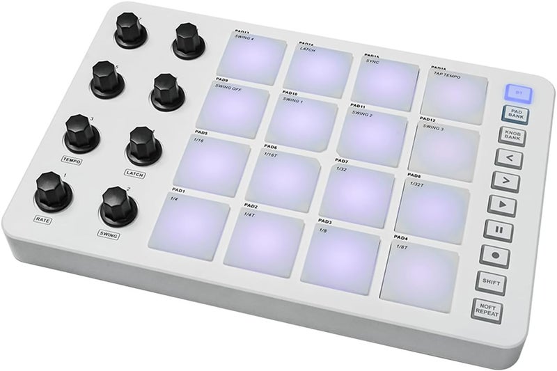 summina MIDI Controller Strike Pad Midi Drum Pad RGB Backlight MIDI Keyboard BT Connection Low Latency 16 Strike Pads 8 Assignable Knobs Note Repeat Portable MIDI Pad Controlador Midi - Image 1